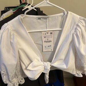 NWT Zara tie front top